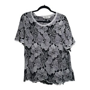 EUC SOLITAIRE Floral Embroidered Blouse‎ - 2X